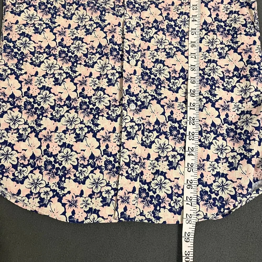 J.Crew Secret Wash Shirt Mens Small Pink Blue Slim Fit Floral Organic Cotton